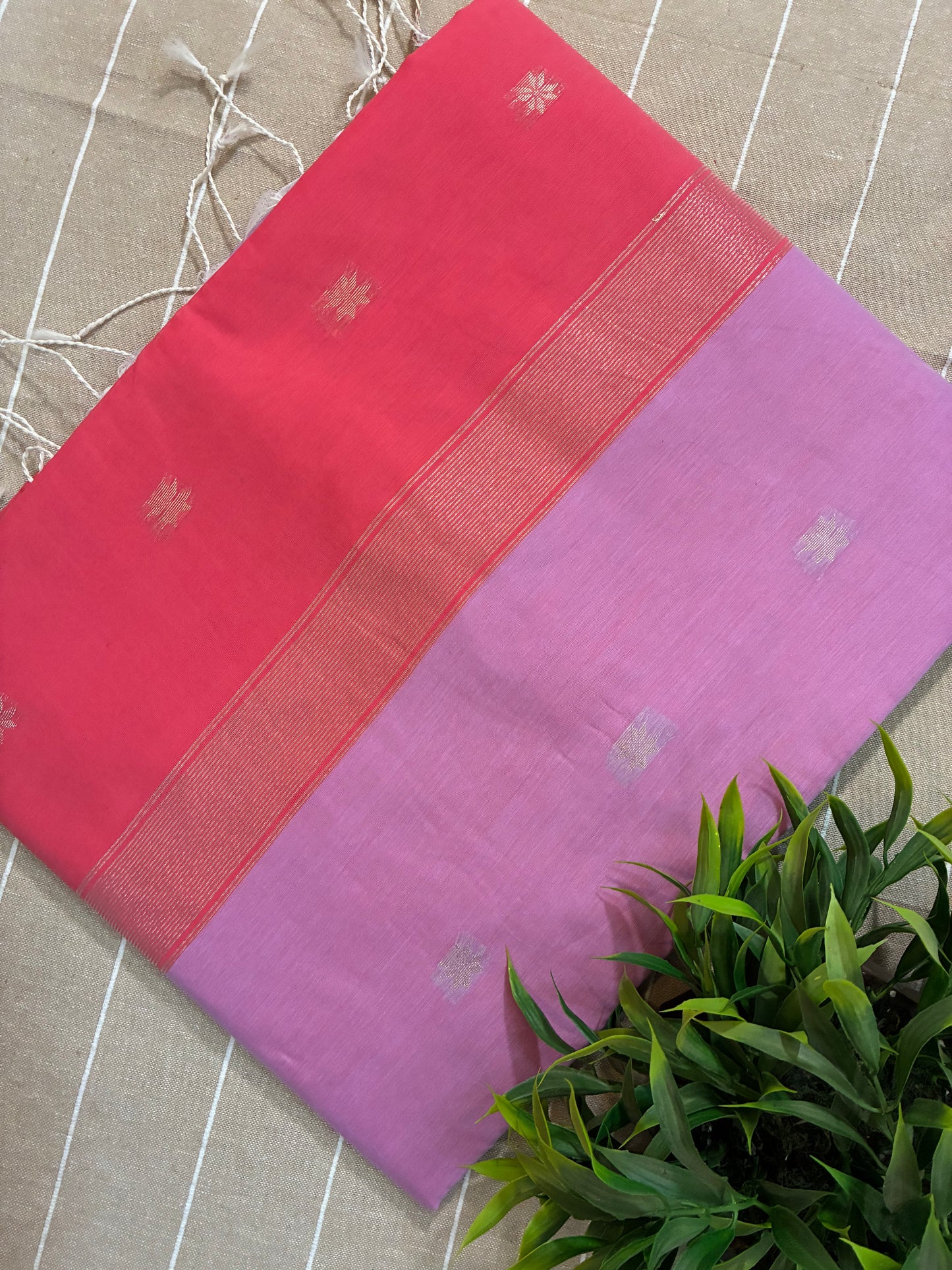 Lavender Maheshwari Cotton Silk Saree