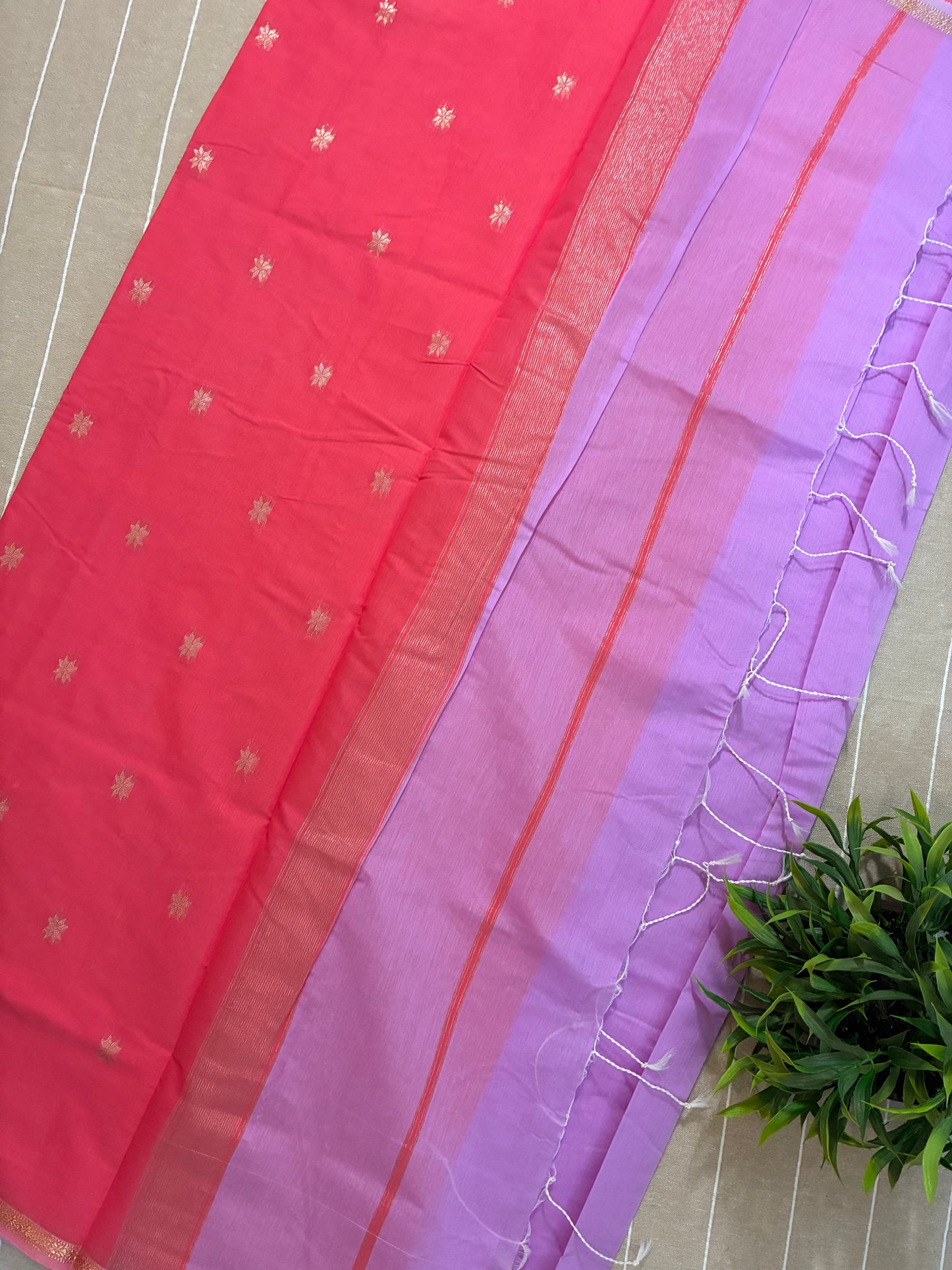 Lavender Maheshwari Cotton Silk Saree