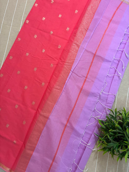 Lavender Maheshwari Cotton Silk Saree