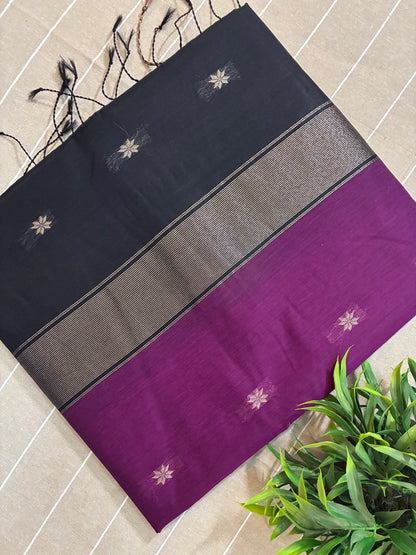 Wine Maheshwari Cotton Silk Saree