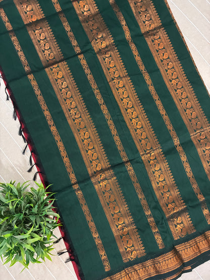 Maroon Pure Kalyani Cotton Saree