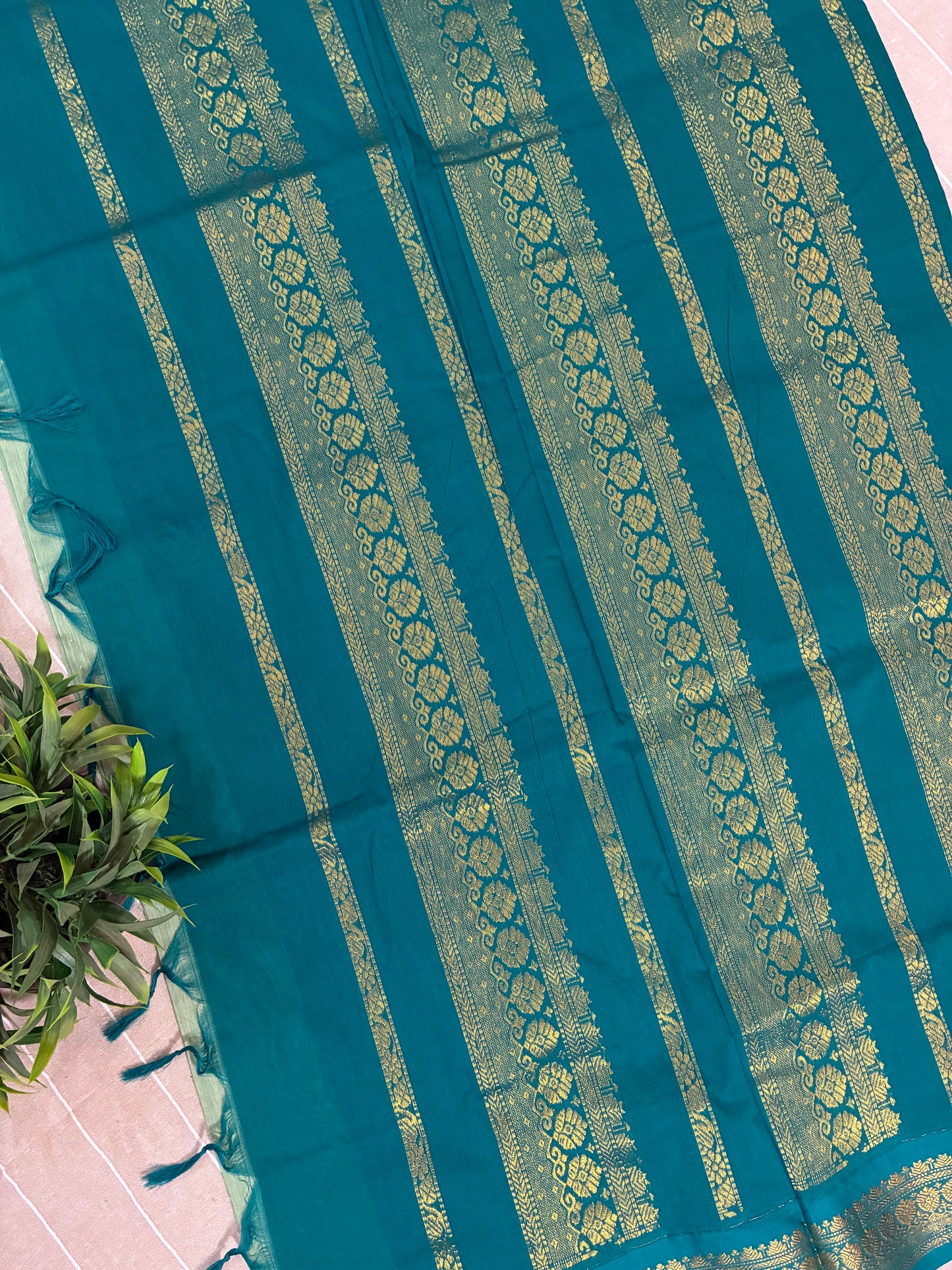 Pastel Teal Blue Pure Kalyani Cotton Saree