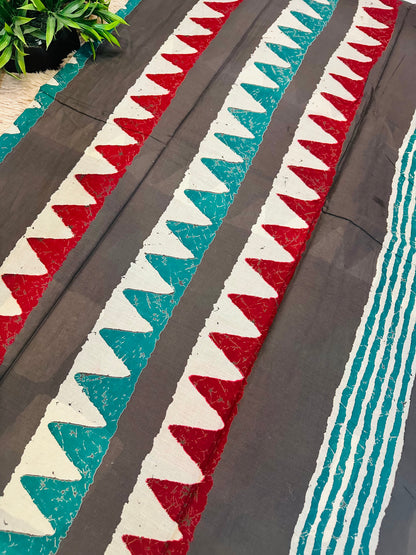 Mud Brown Pure Mul Cotton Hand Block Printed Saree