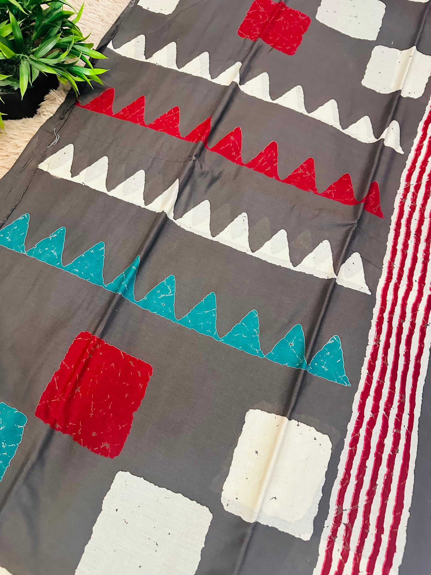 Mud Brown Pure Mul Cotton Hand Block Printed Saree