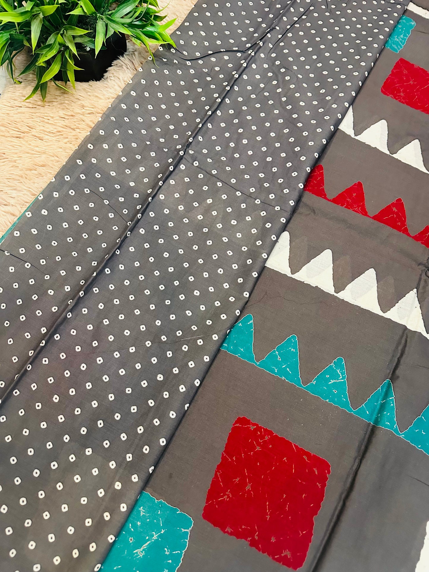Mud Brown Pure Mul Cotton Hand Block Printed Saree