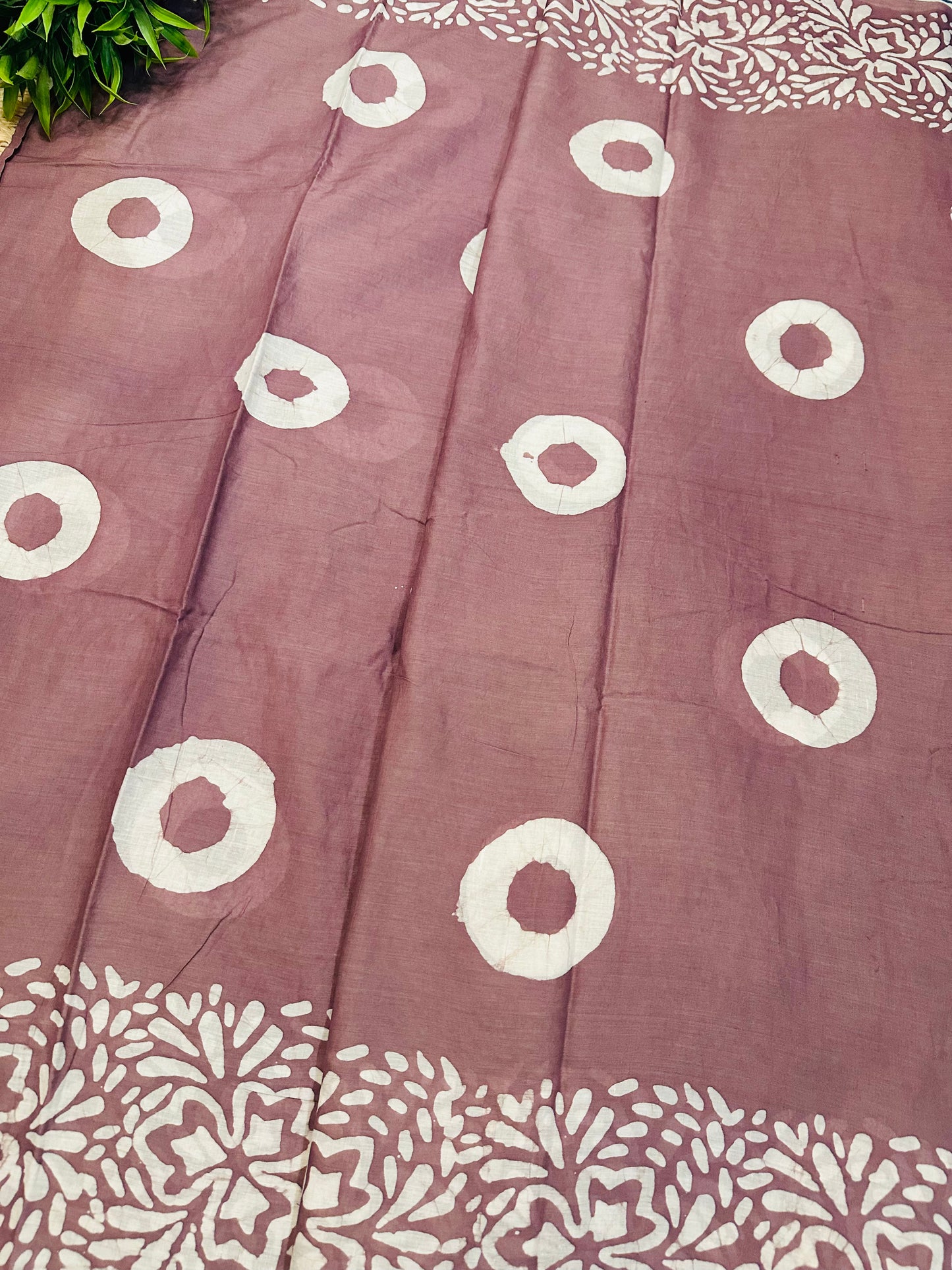 Mauve Mul Cotton Hand Block Printed Saree