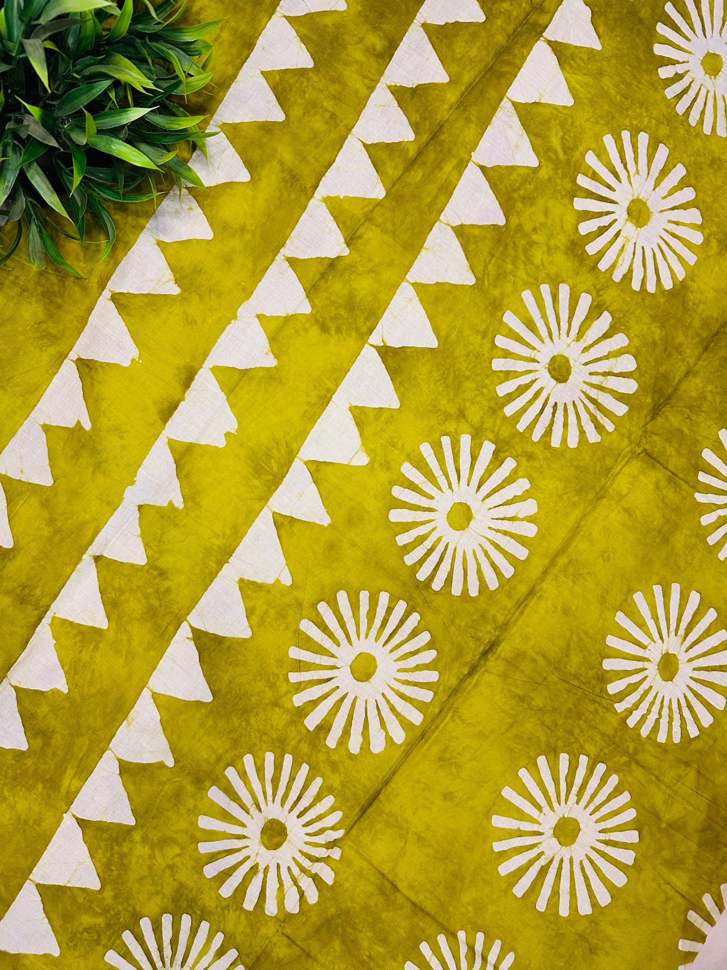Green Mul Cotton Hand Block Printed Saree
