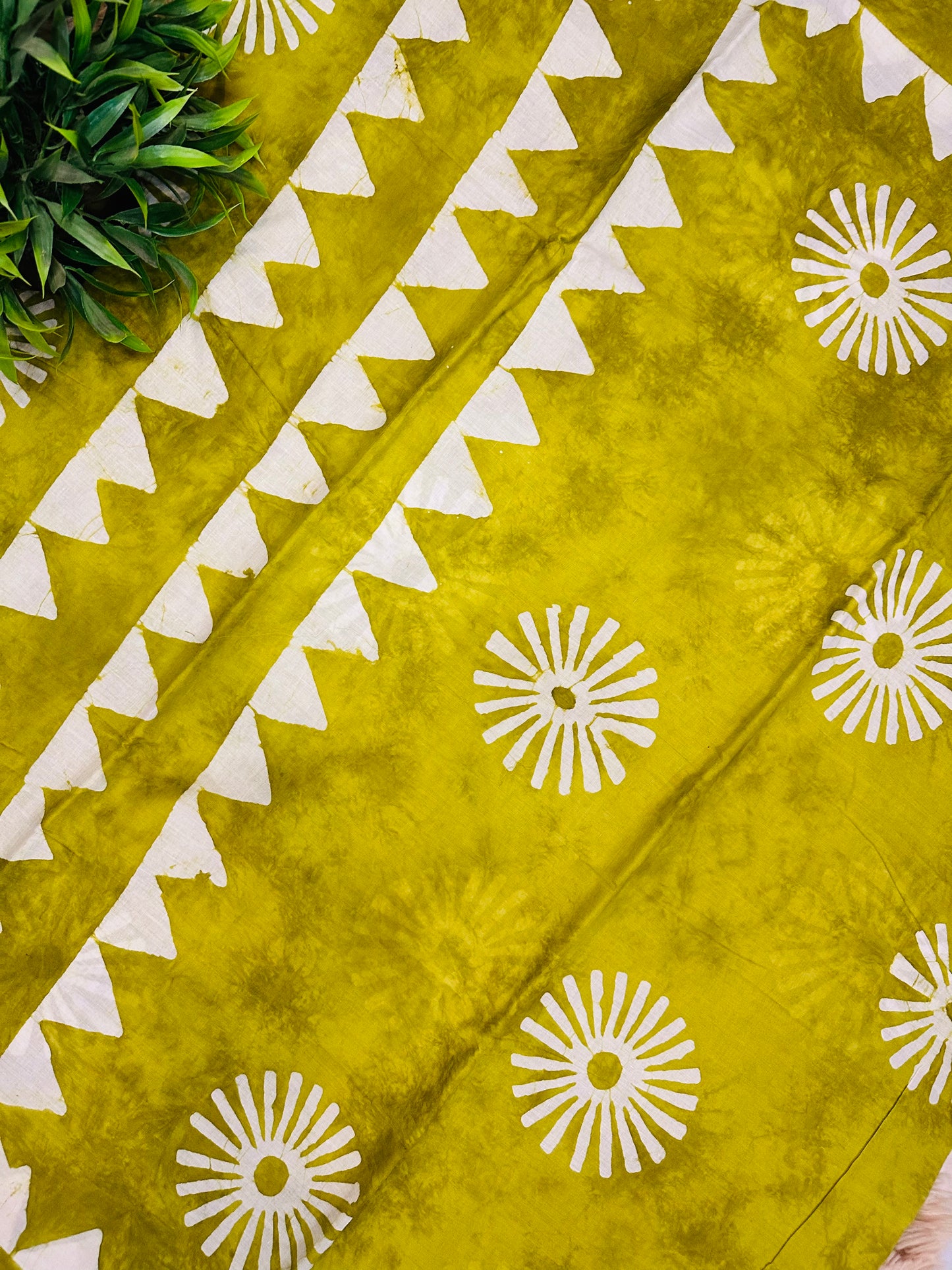 Green Mul Cotton Hand Block Printed Saree