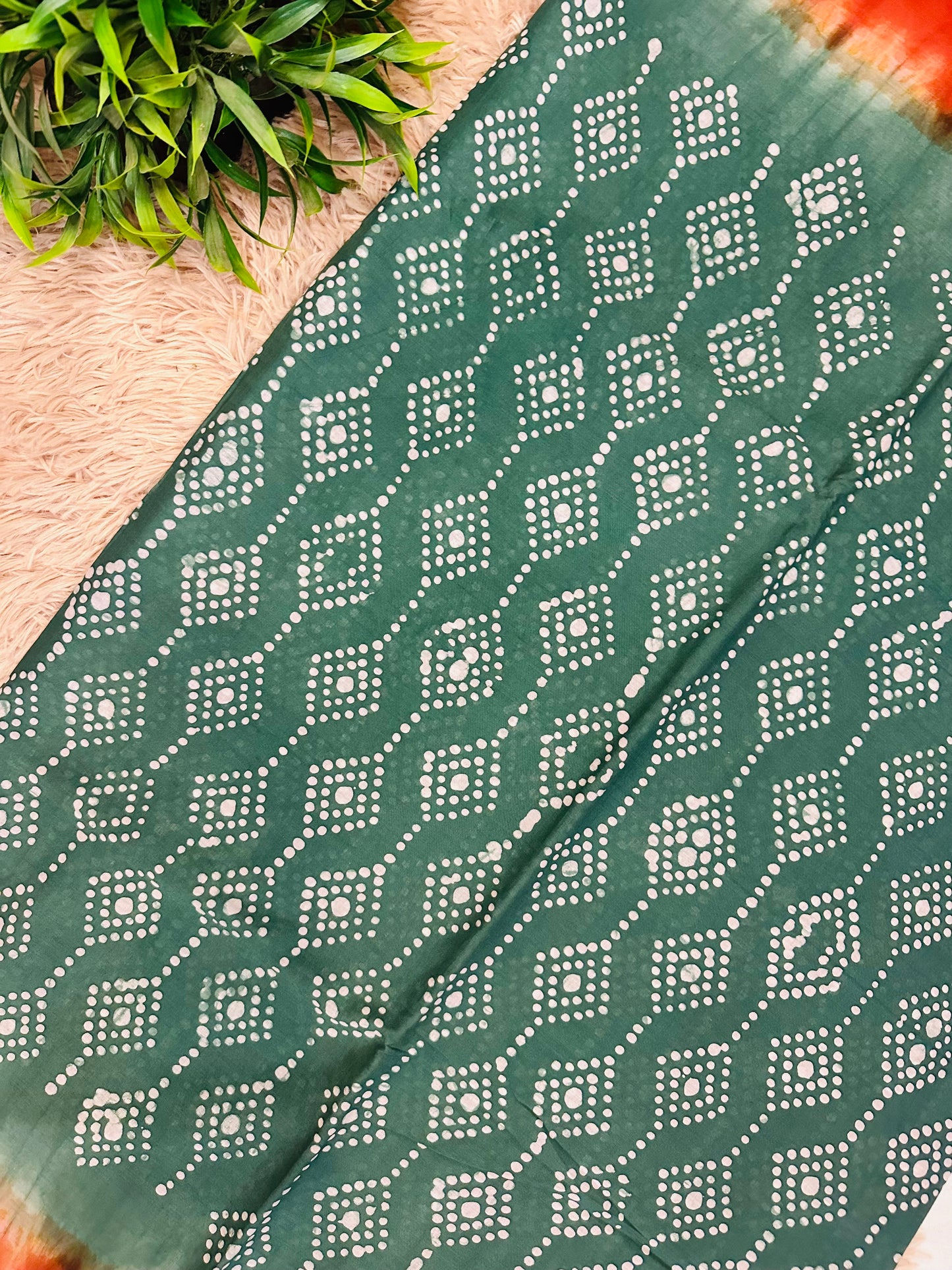 Teal Blue Mul Cotton Hand Block Printed Saree