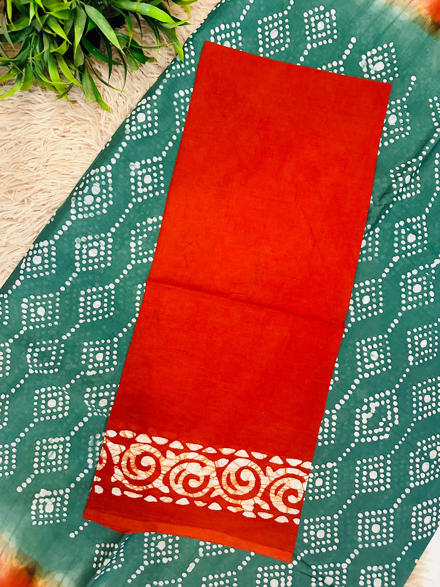 Teal Blue Mul Cotton Hand Block Printed Saree