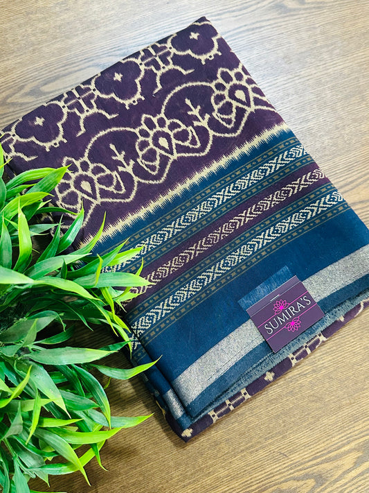 Wine Maheshwari Cotton Saree