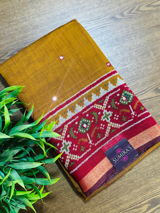Mustard Maheshwari Cotton Saree