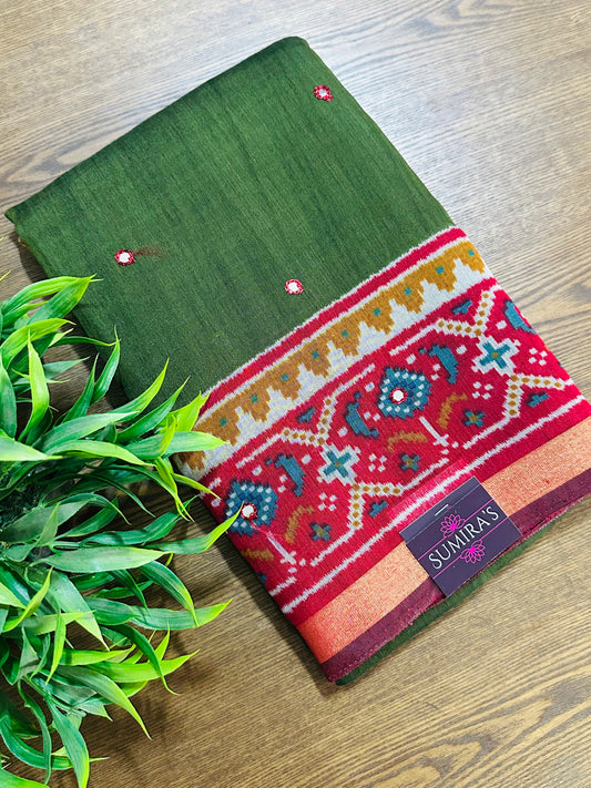 Green Maheshwari Cotton Saree
