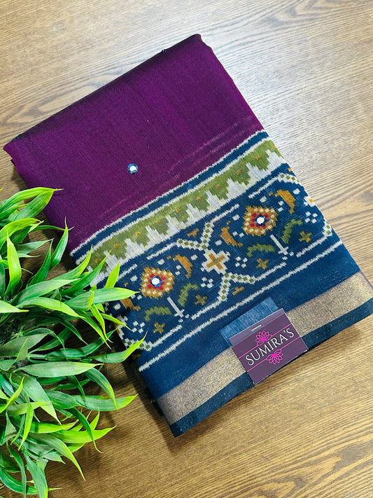 Wine Maheshwari Cotton Saree