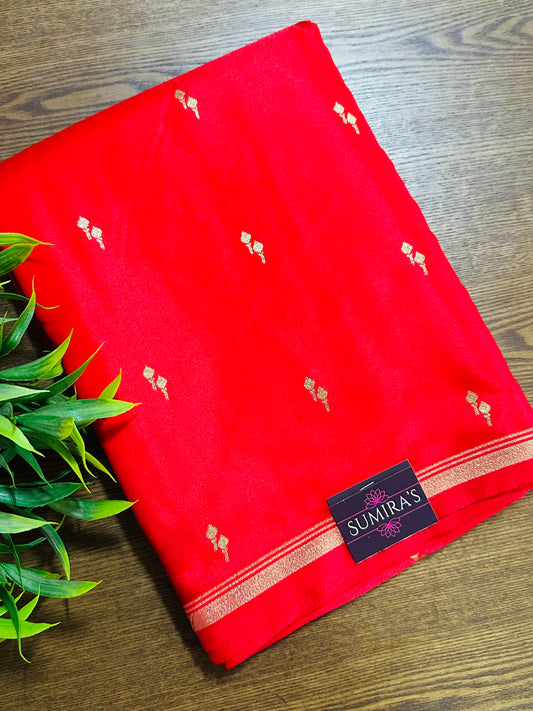 Bright Red Gajji Silk Saree