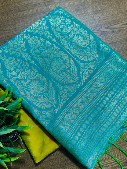 Lime Green Patola Silk Saree