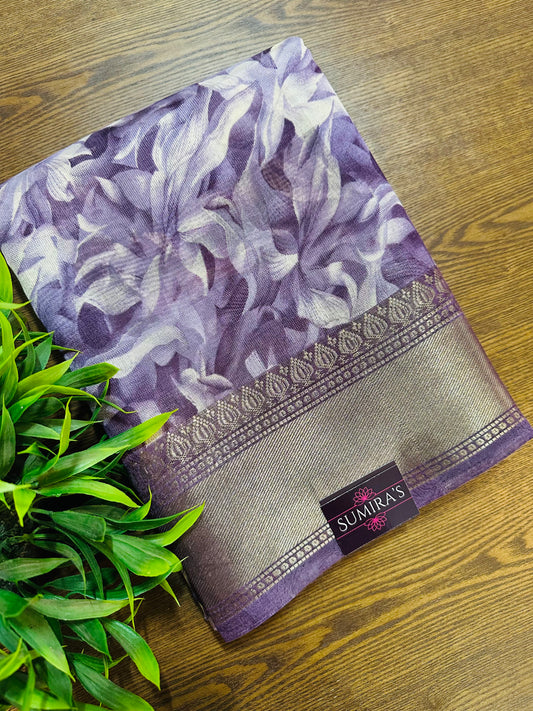 Purple Floral Silk Saree