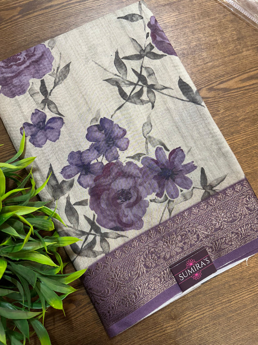 Purple Soft Cotton Silk Saree
