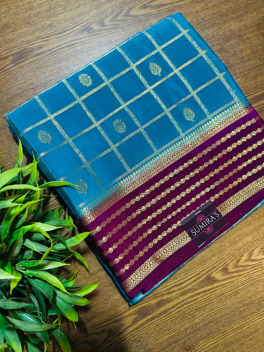 Sky Blue Premium Mysore Crepe Silk Saree