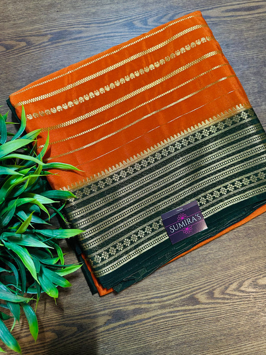 Orange Premium Mysore Crepe Silk Saree