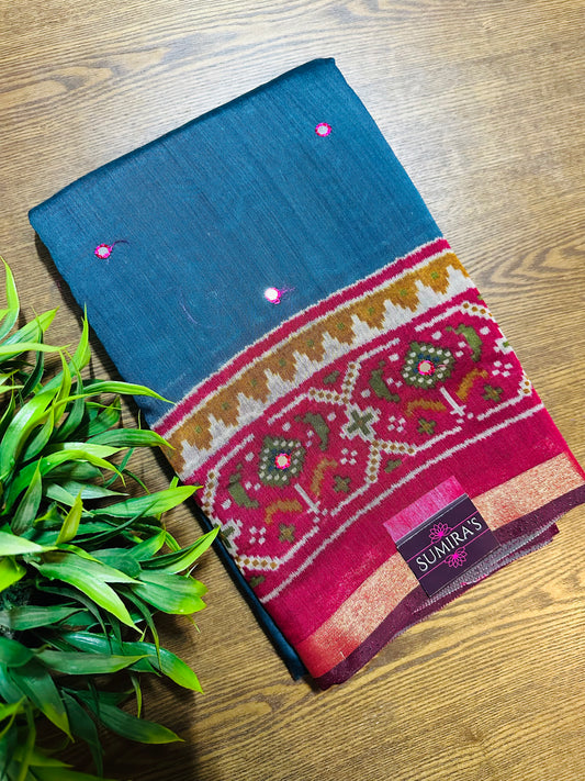 Navy Blue Maheshwari Cotton Saree