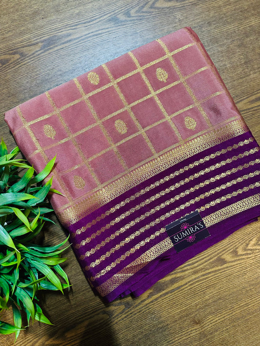 Mauve Premium Mysore Crepe Silk Saree