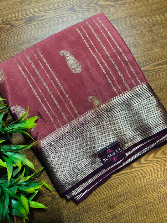 Dusty Pink Premium Mysore Crepe Silk Saree