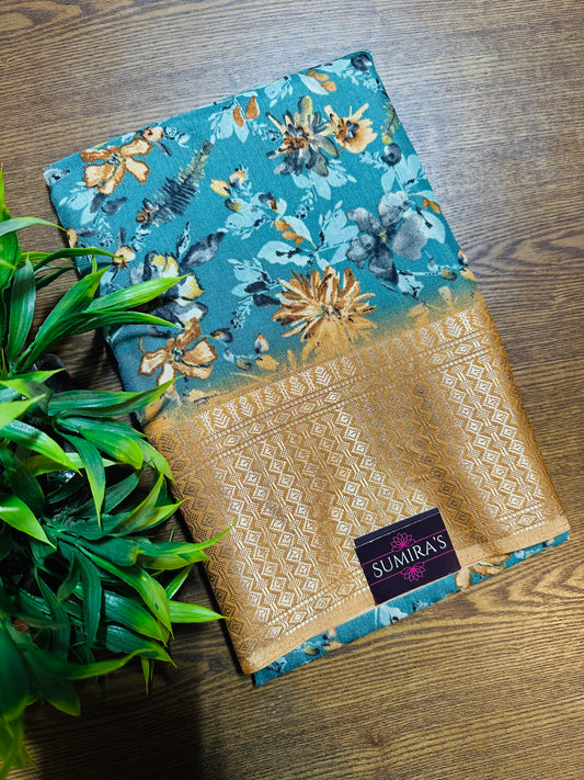 Teal Blue Madurai Silk Saree