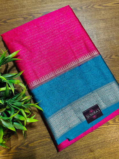 Rani Pink Mulberry Worm Silk Saree
