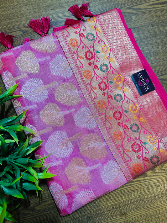 Light Pink Soft Kosa Silk Saree