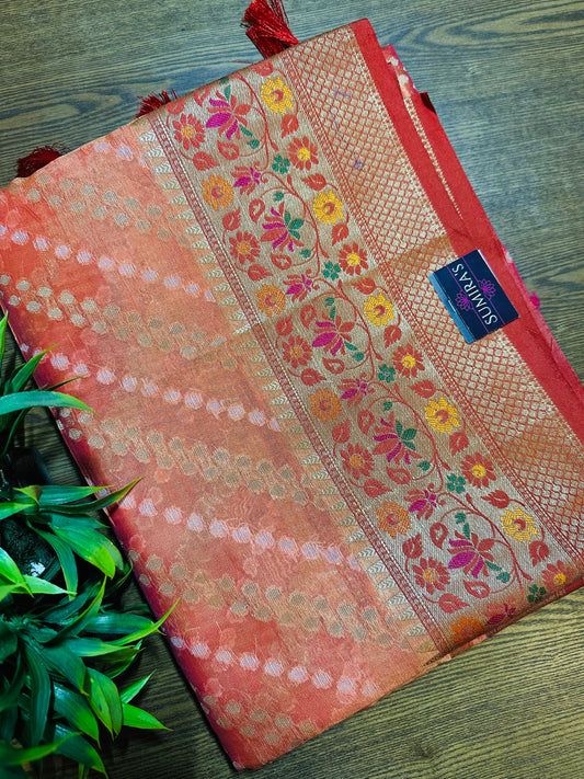 Orange Soft Kosa Silk Saree