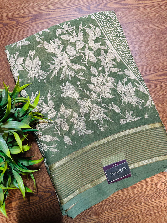 Green Soft Georgette Saree