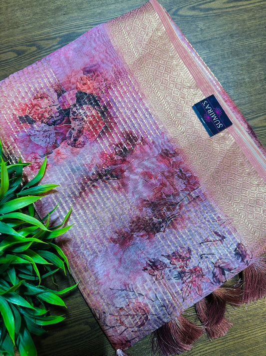 Pink Tissue Silk Saree