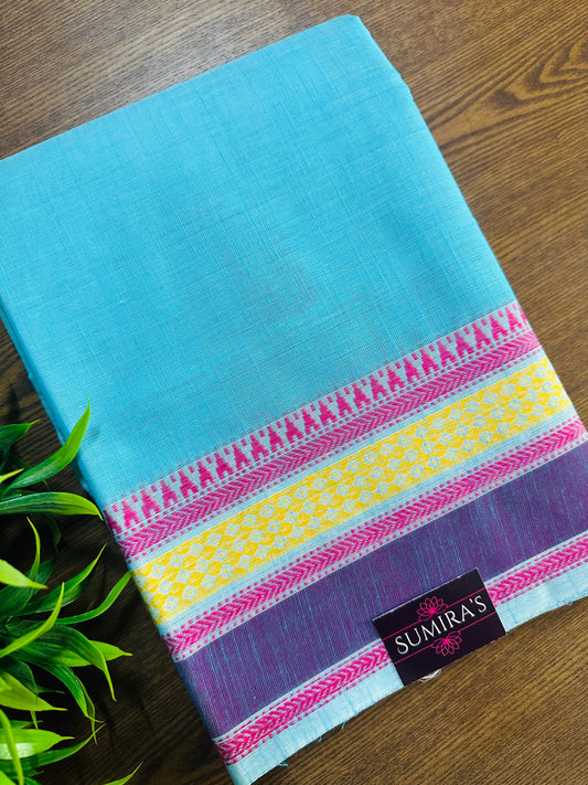 Blue Pure Mangalagiri Organic Cotton Saree