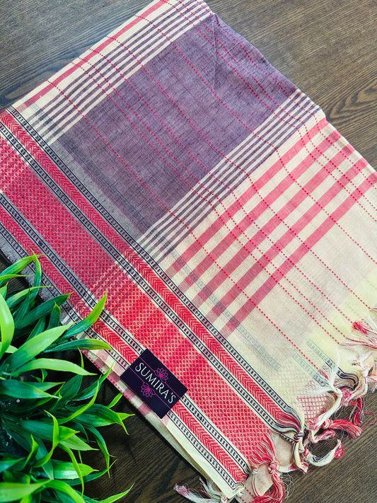 Light Yellow Pure Mangalagiri Organic Cotton Saree