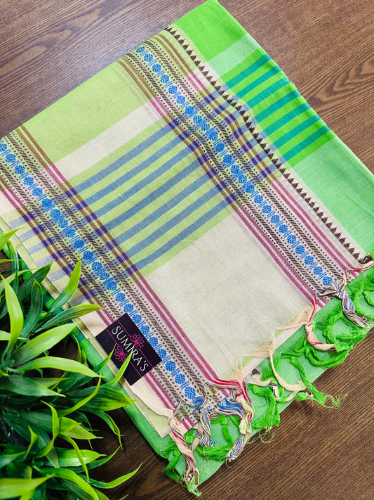 Bright Green Pure Mangalagiri Organic Cotton Saree