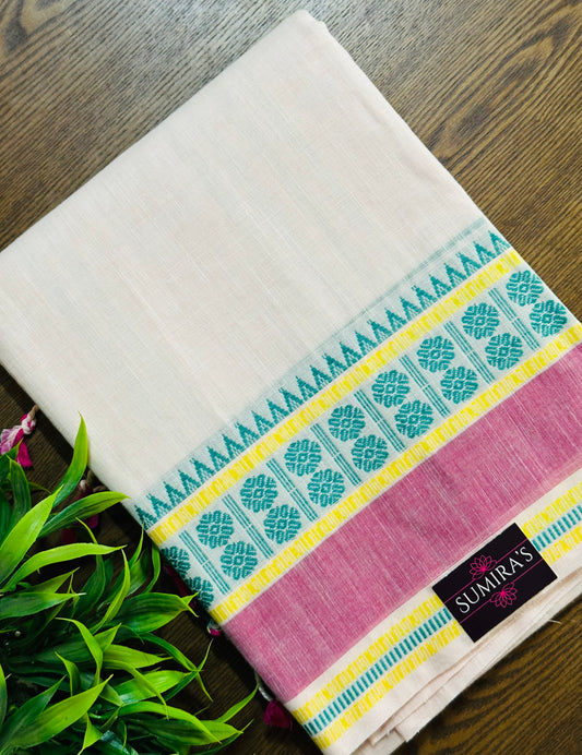 Pastel Pink Pure Mangalagiri Organic Cotton Saree