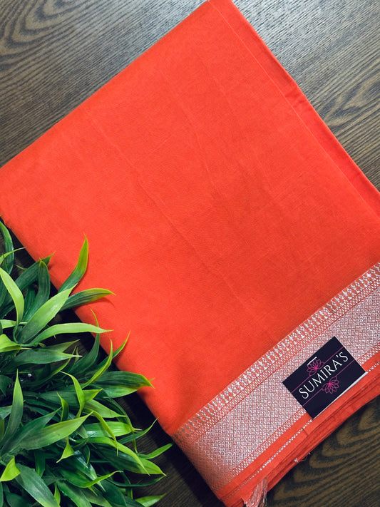 Peach Pure Mangalagiri Organic Cotton Saree