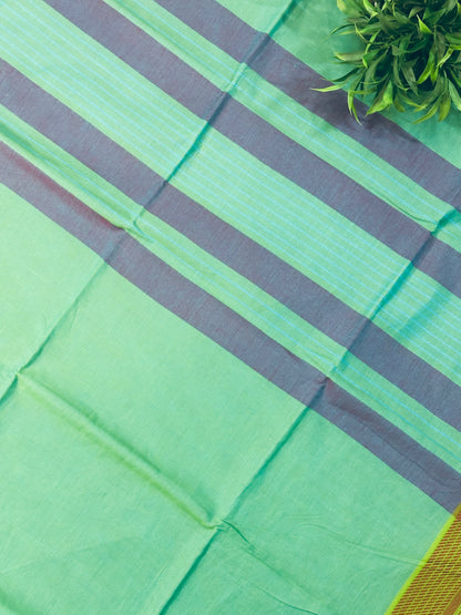 Ocean Green Pure Mangalagiri Organic Cotton Saree