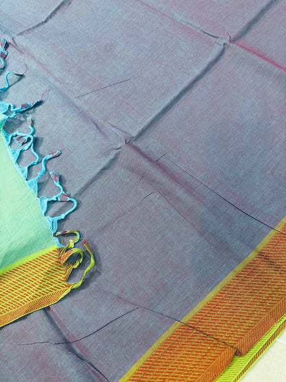 Ocean Green Pure Mangalagiri Organic Cotton Saree