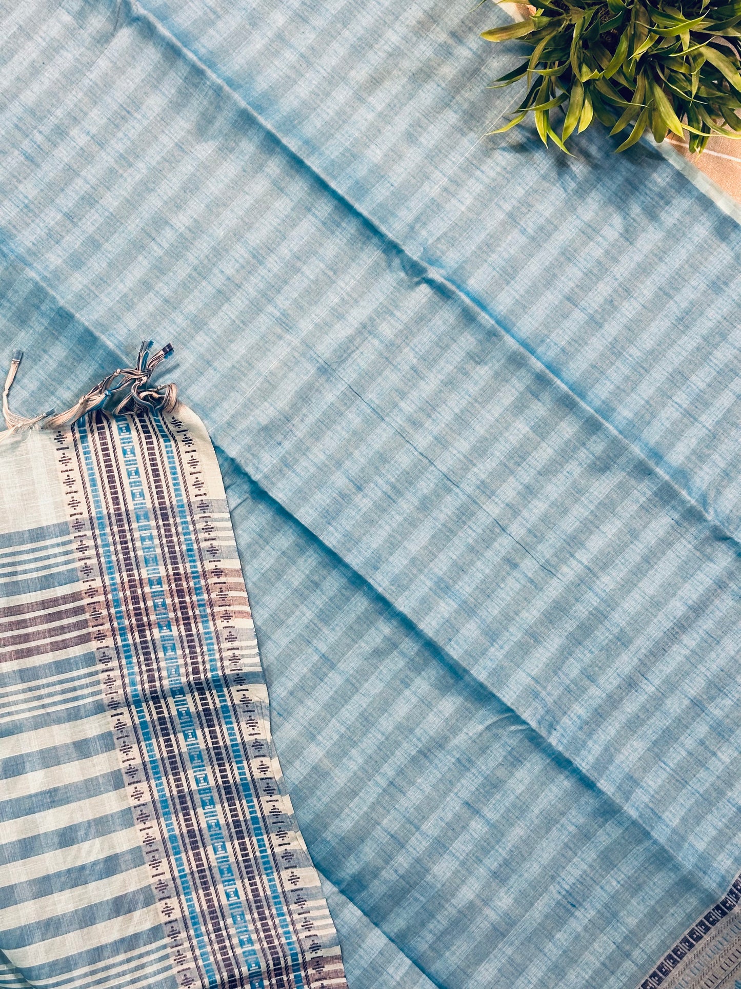 Pastel Blue Pure Mangalagiri Organic Cotton Saree