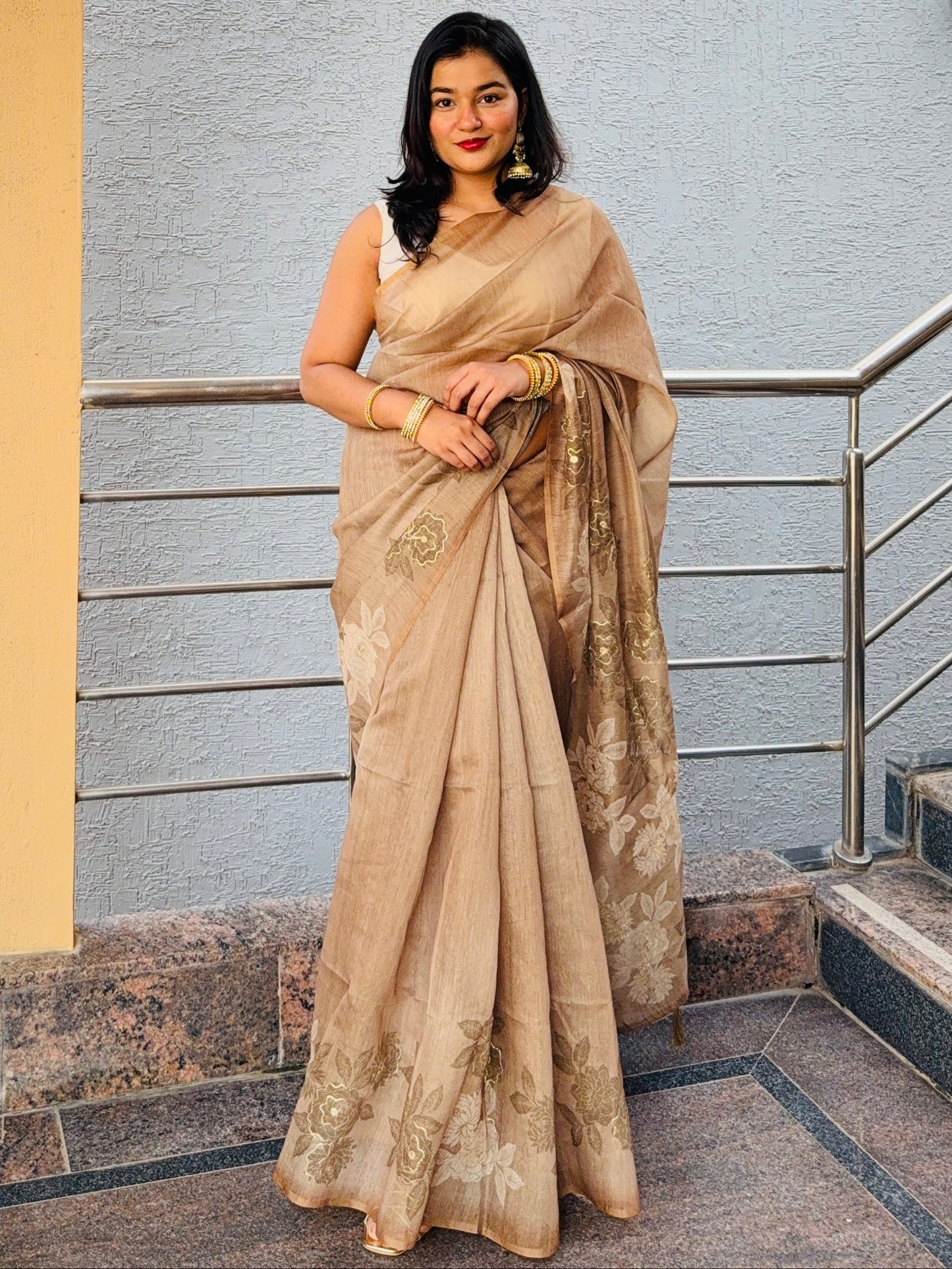 Brown Soft Tussar Silk Saree