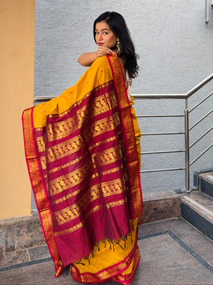 Mustard Pure Kalyani Cotton Saree