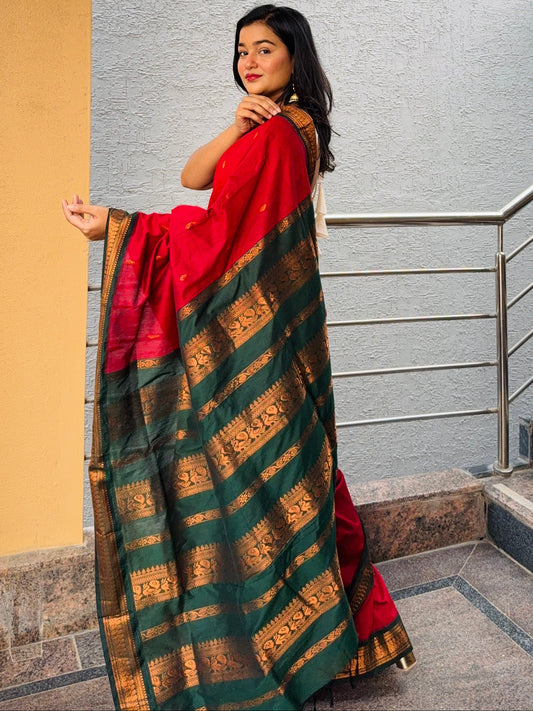 Maroon Pure Kalyani Cotton Saree