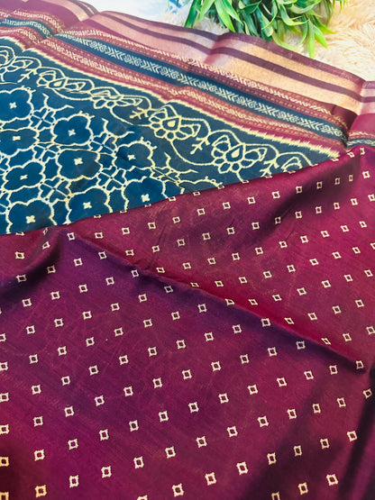 Navy Blue Maheshwari Cotton Saree