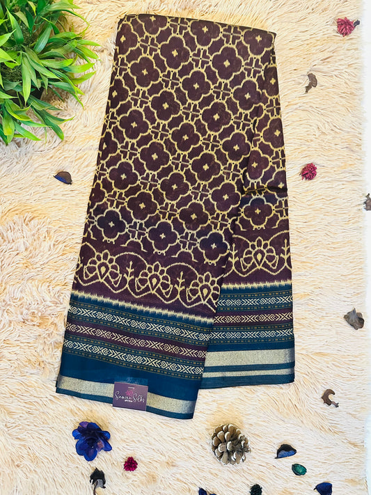 Wine Maheshwari Cotton Silk Saree