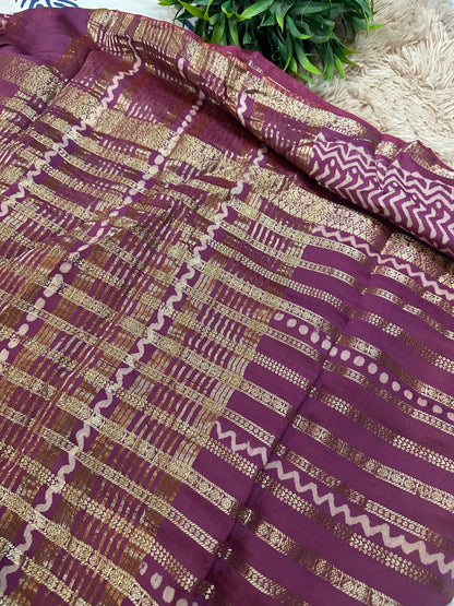 Mauve Pure Mul Cotton Saree