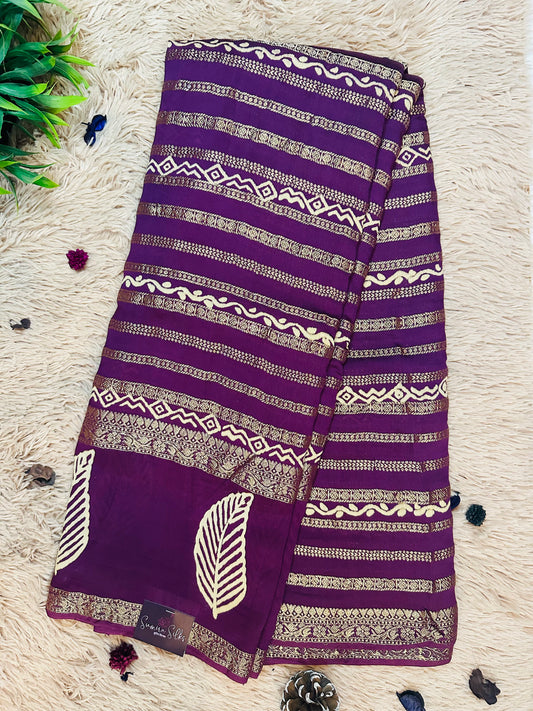 Wine Pure Mul Cotton Saree
