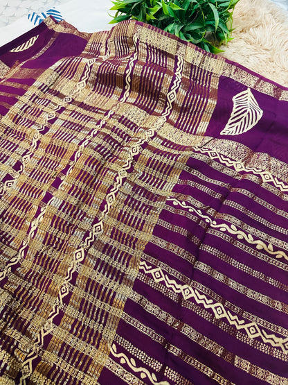 Wine Pure Mul Cotton Saree