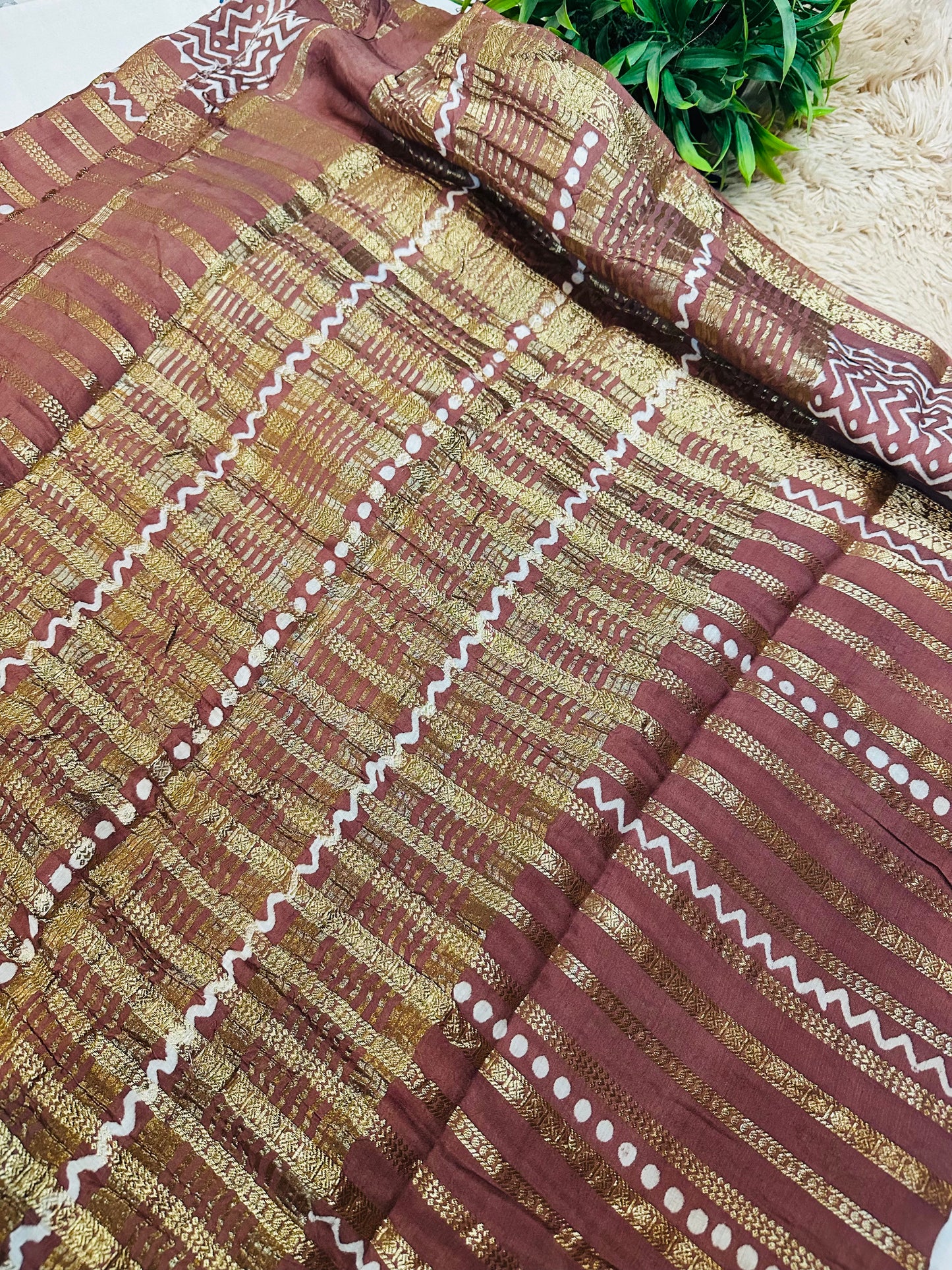 Pastel Brown Pure Mul Cotton Saree